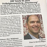 Festrede von Prof Peter G Kirchschläger in der TV Religionssendung